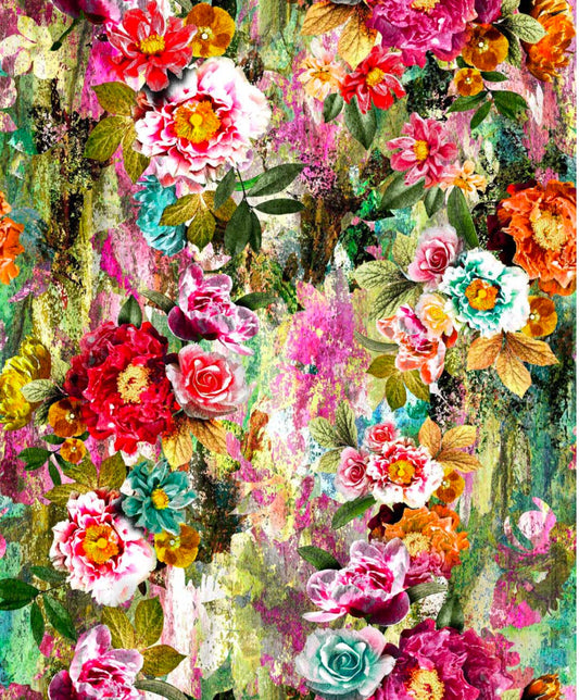 Busy Blooms R4651-130-Multi Digitally Printed Cotton Woven Fabric