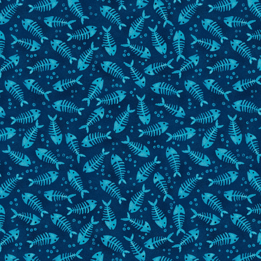 The Lightkeeper's Quilt FISH Dark Blue 5013-77 Cotton Woven Fabric