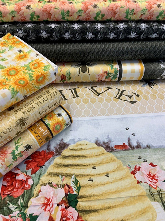 Bee Sweet by Cerrito Creek Studio **Limited Release** Bees and Honeycomb Chalkboard 5123-99 Cotton Woven Fabric