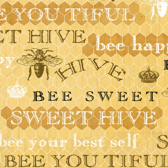 Bee Sweet by Cerrito Creek Studio **Limited Release** Words on Honeycomb Print 5125-44 Cotton Woven Fabric