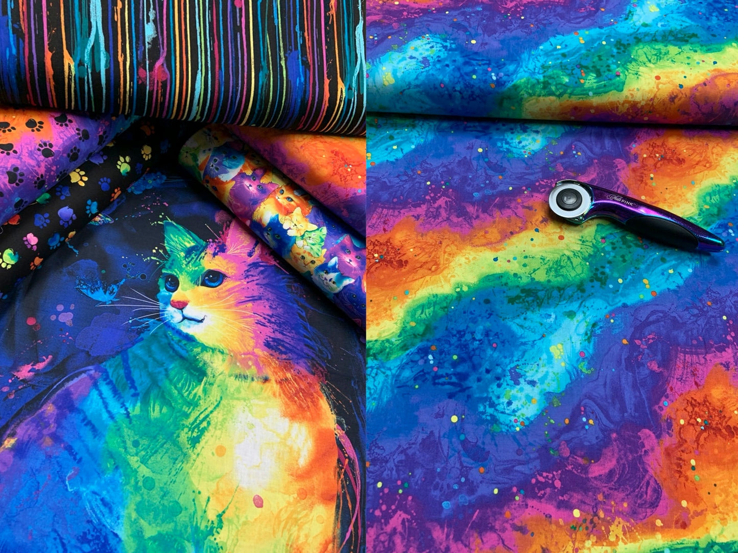 Meow Za by Chong a Hwang Painted Rainbow Texture Fun-C7488-Rainbow Cotton Woven Fabric