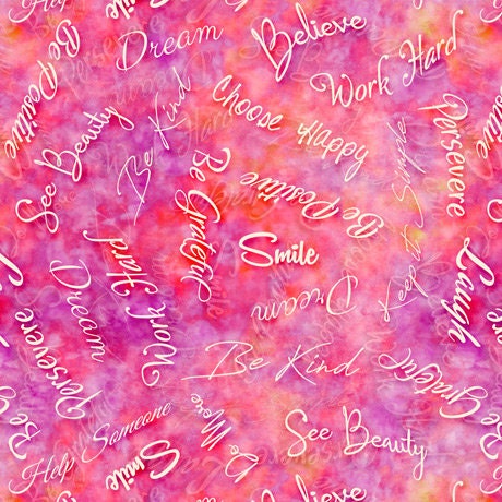 Dream Big by Dan Morris Inspirational Text Dark Pink 27576P Cotton Woven Fabric