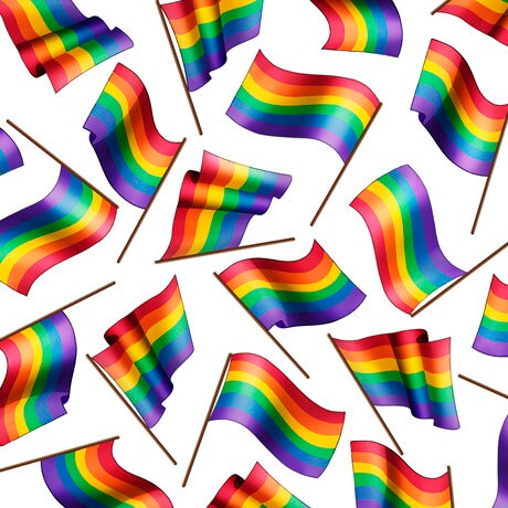 This & That II Rainbow Flags on White 27451-Z Cotton Woven Fabric