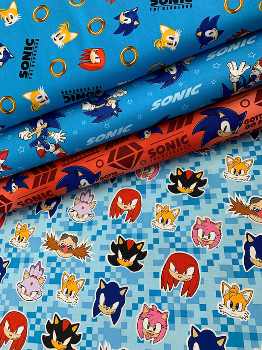 Last Piece 23 inches Licensed Sonic the Hedgehog AXX-73950-4-BLUE Cotton Woven Fabric