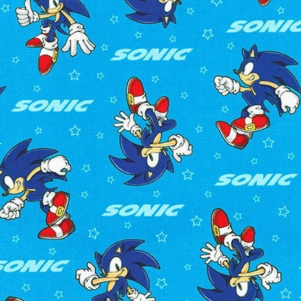 Last Piece 23 inches Licensed Sonic the Hedgehog AXX-73950-4-BLUE Cotton Woven Fabric