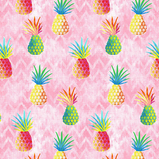 Summer Vibes Pink Pineapple C7445-PNK Cotton Woven Fabric