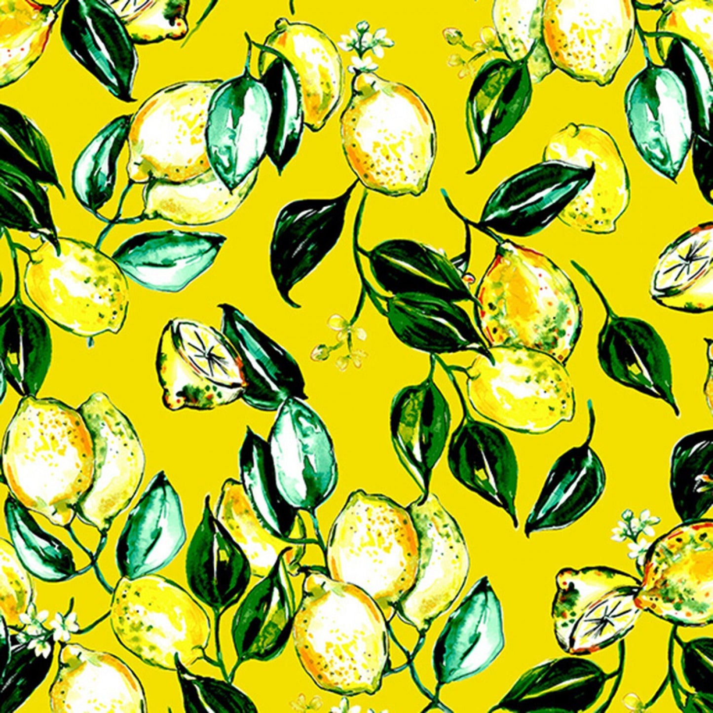Citrus Garden Lemons Yellow RJ1401JYE3 Cotton Woven Fabric