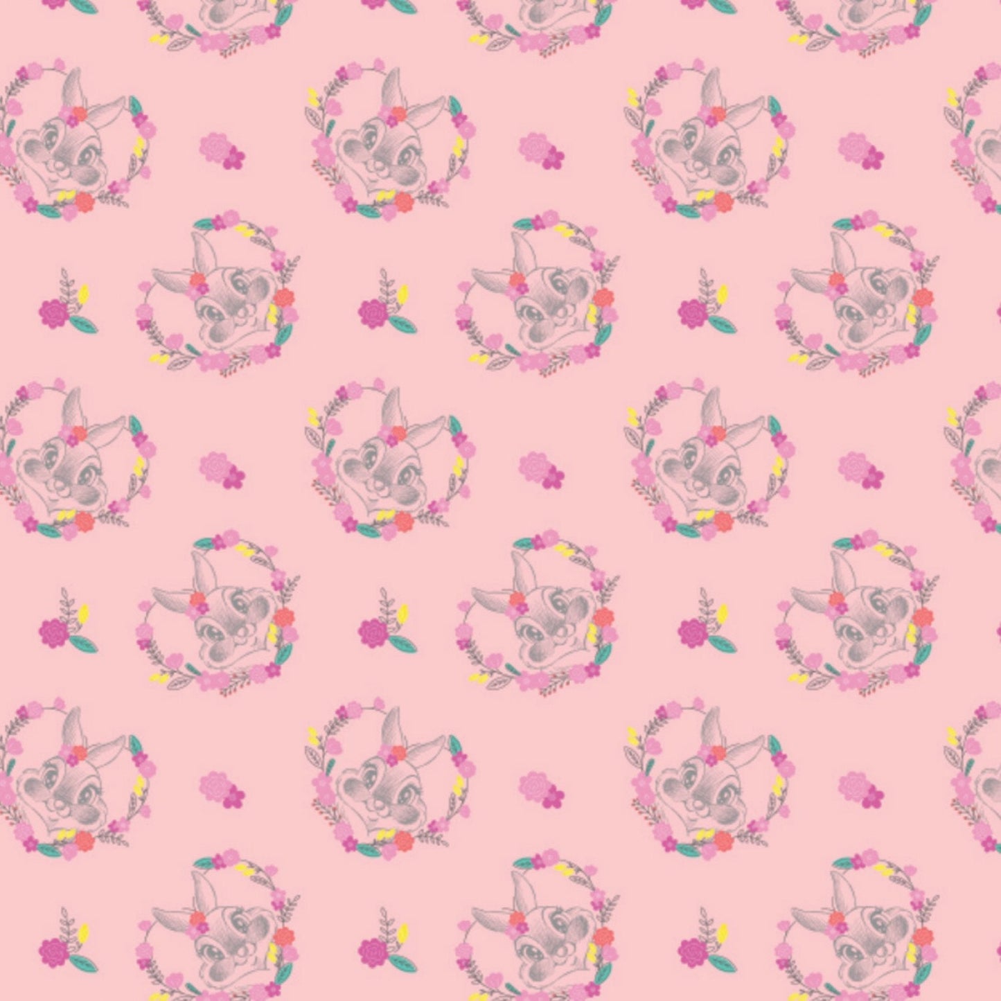 Disney Dress to Impress Bunny Floral Heart Pink 85040203-1 Licensed Cotton Woven Fabric