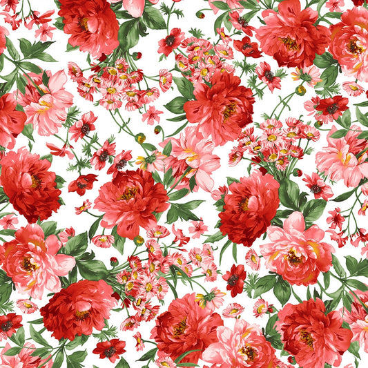 Prose Mixed Floral Ultra White 9650M-UW Cotton Woven Fabric