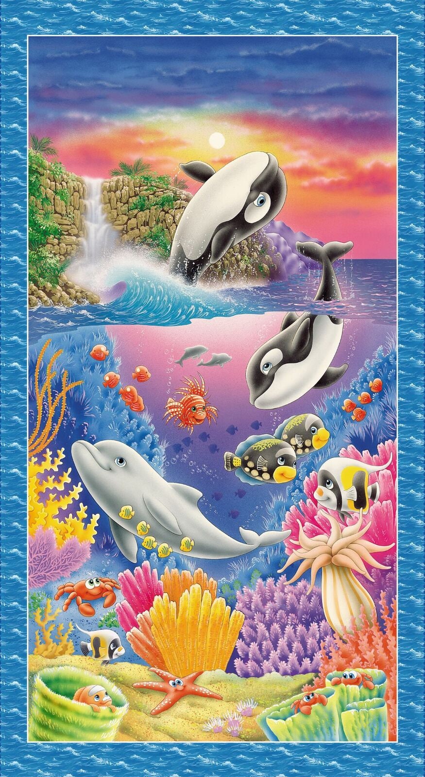 Sea World by Lorella Avinci Sea Creatures 24" Panel 5043P-78 Cotton Woven Panel