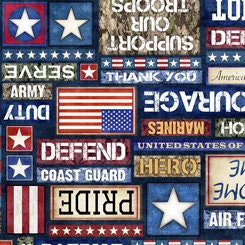 All American Dark Words 27617N Cotton Woven Fabric