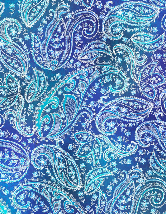 Pretty in Paisley R4657-18-Royal Digitally Printed Cotton Woven Fabric