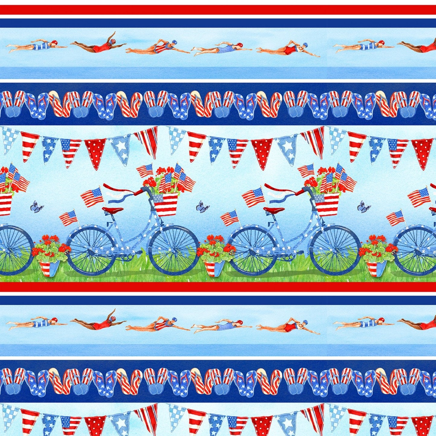 Star Spangled Summer by Andrea Tachiera Novelty Stripe 9036-011 Cotton Woven Fabric