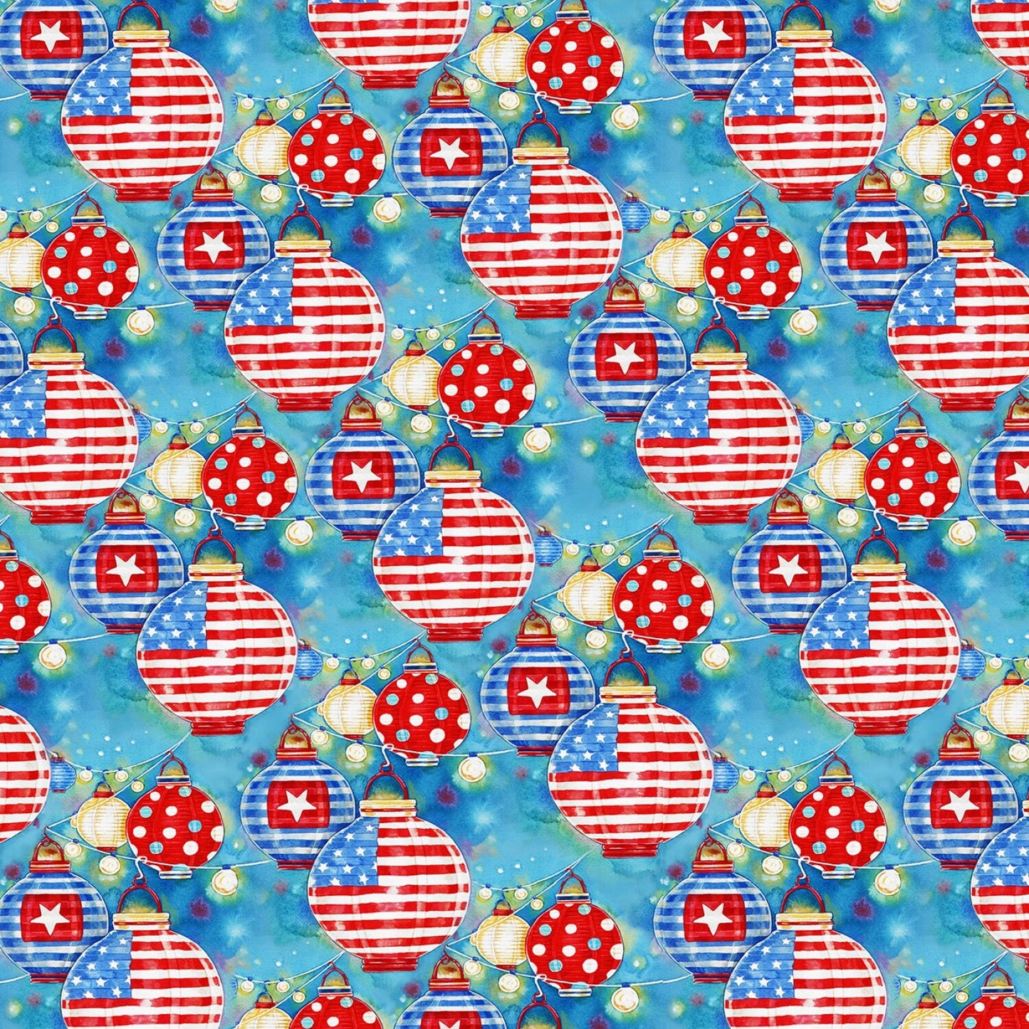 Star Spangled Summer by Andrea Tachiera Lanterns 9032-77 Cotton Woven Fabric