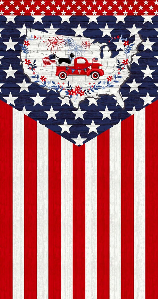 Truckin' In The USA by Chelsea DesignWorks 24" FLAG PANEL 4997P-78 Cotton Woven Panel