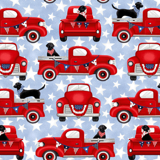 Truckin' In The USA by Chelsea DesignWorks PATRIOTIC TRUCKS 4999 18 Cotton Woven Fabric