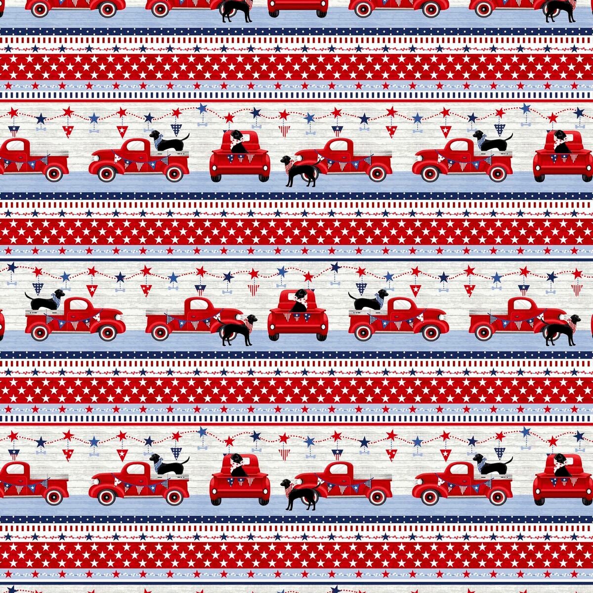 Truckin' In The USA by Chelsea DesignWorks Border Stripe 5000-78 Cotton Woven Fabric