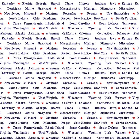 Truckin' In The USA by Chelsea DesignWorks Typewrite State Words 5005-1 Cotton Woven Fabric