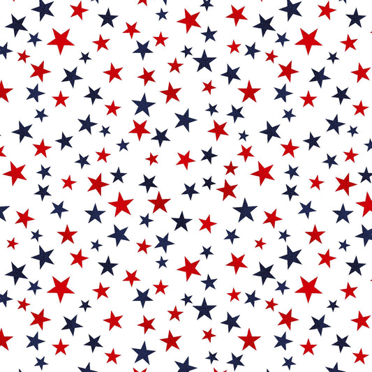 Truckin' In The USA by Chelsea DesignWorks Mini Stars White 5006-1 Cotton Woven Fabric