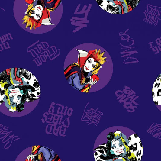 Licensed Disney Villains Toss 68960D430715Cotton Woven Fabric