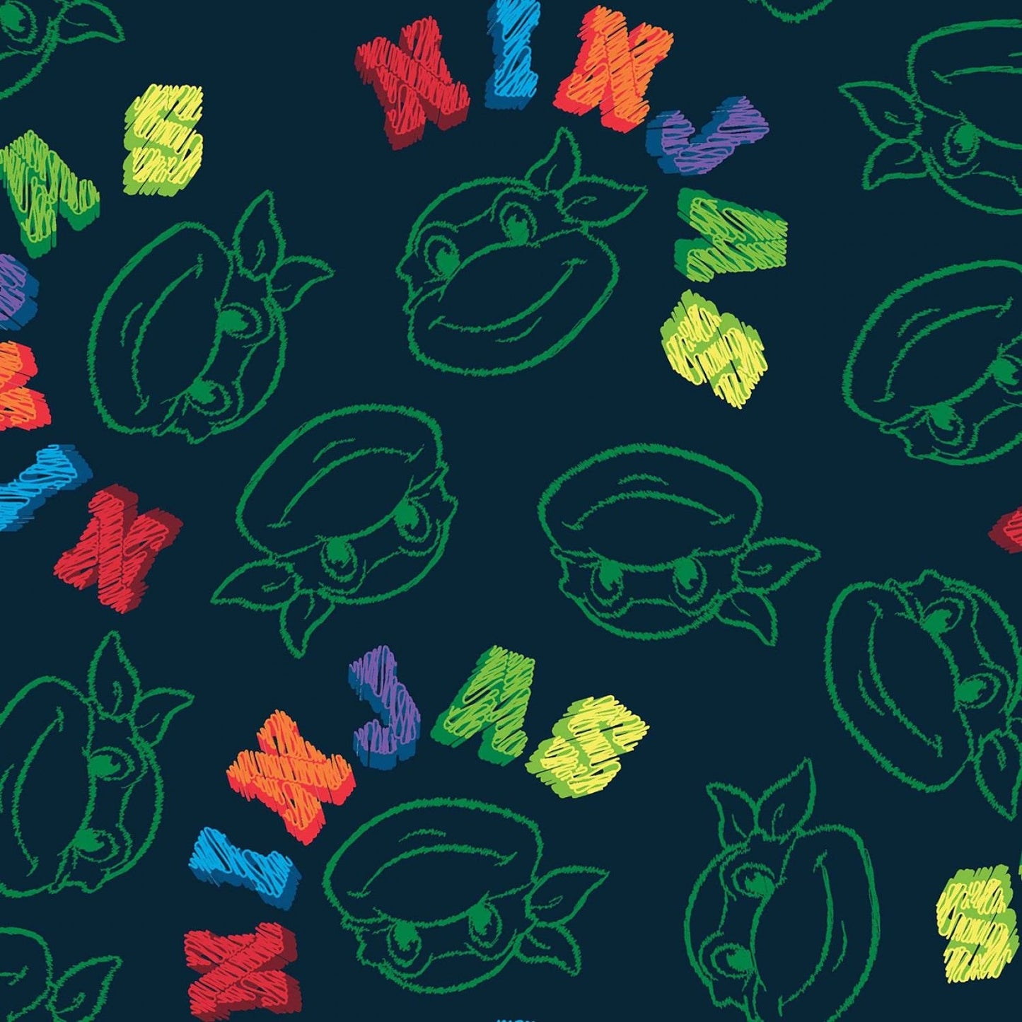 Licensed Nickelodeon TMNT Sketch Toss 70312B110715 Cotton Woven Fabric