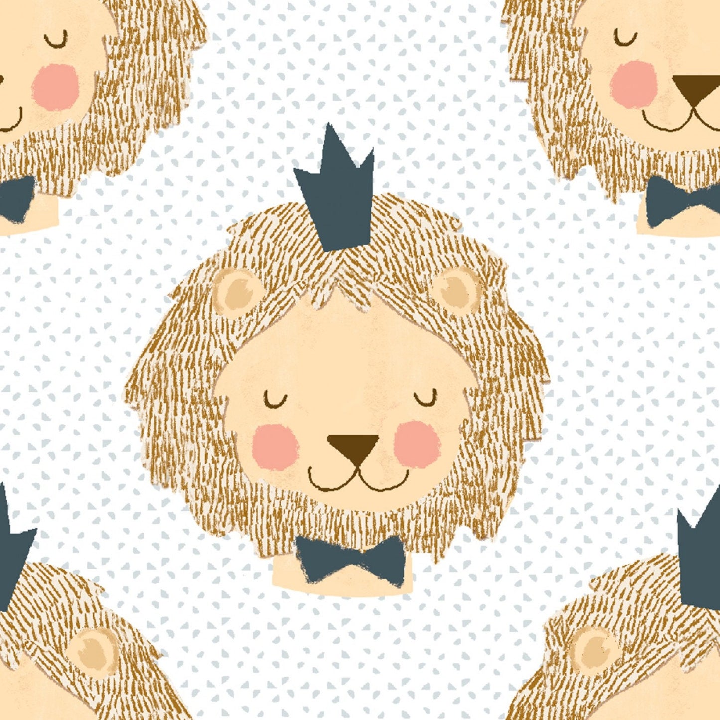 Little Lion King of Jungle 16062-WHT Cotton Woven Fabric