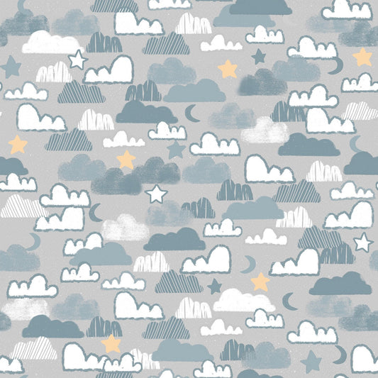 Little Lion Night Sky 16059-GRY Cotton Woven Fabric