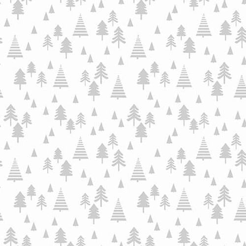 Be Wild by Jessica Mundo Small Pine Trees White 9045-19 Cotton Woven Cotton