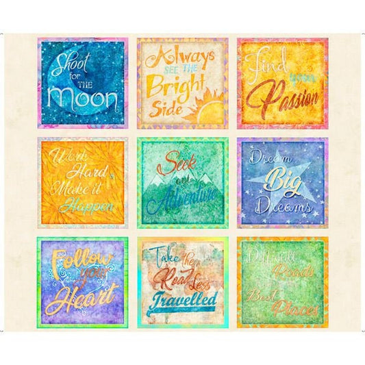 Dream Big by Dan Morris 36" Panel Inspirational Quotes Patches Cream 27572E Cotton Woven Panel