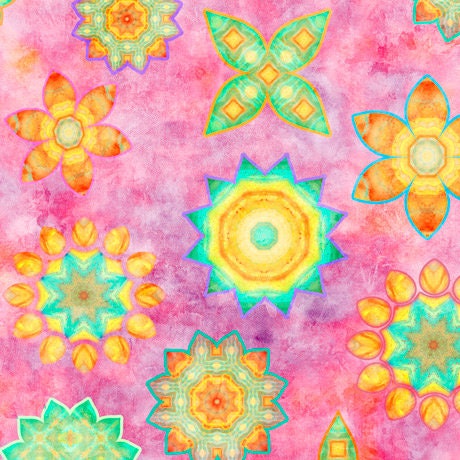 Dream Big by Dan Morris Flower Toss Pink 27574P Cotton Woven Fabric