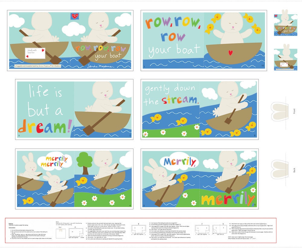 Huggable and Loveable Books VIII Row Row Row Your Boat 5060P-01 Cotton Woven Panel