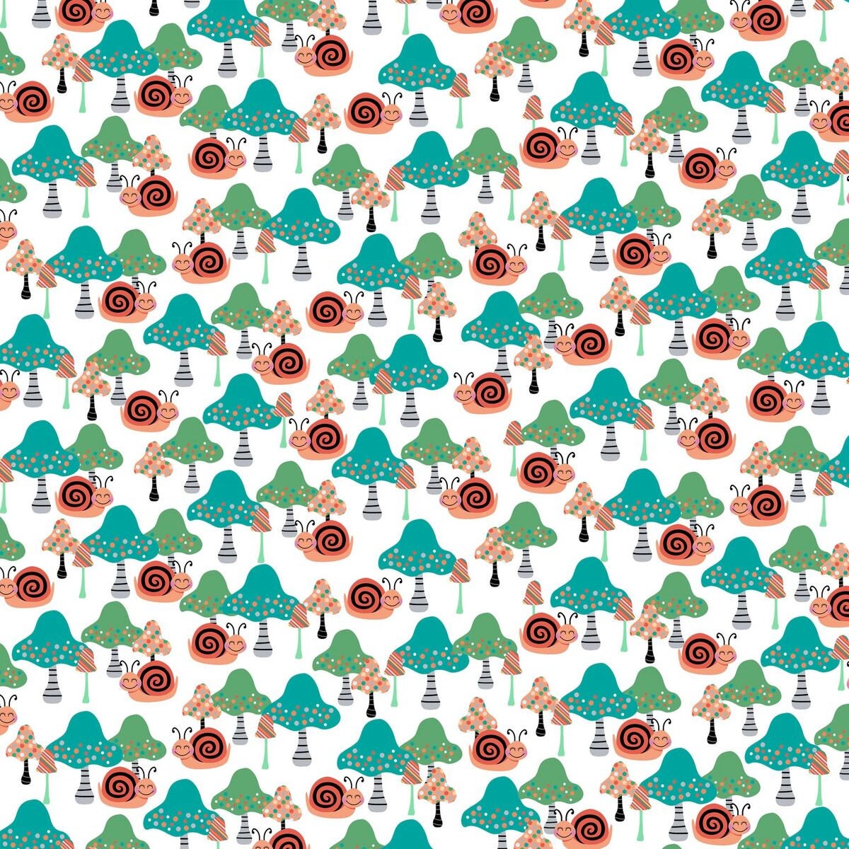 Owl's Woodland Adventure by Sharla Fults Mushrooms and Snails 5076-6-Multi Cotton Woven Fabric