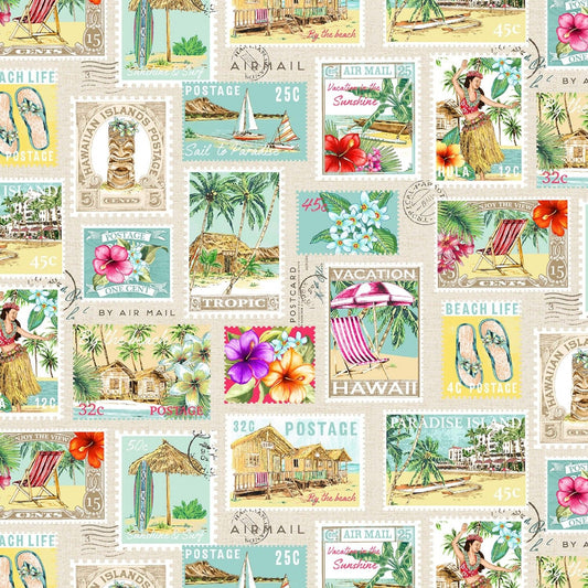 Lost in Paradise Tropical Getaway Cream DCX9117-CREM-D Cotton Woven Fabric