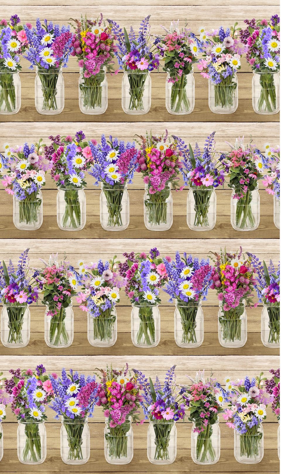Wildflower Bouquet in Jars FLEUR-C7567-MULTI I Cotton Woven Fabric