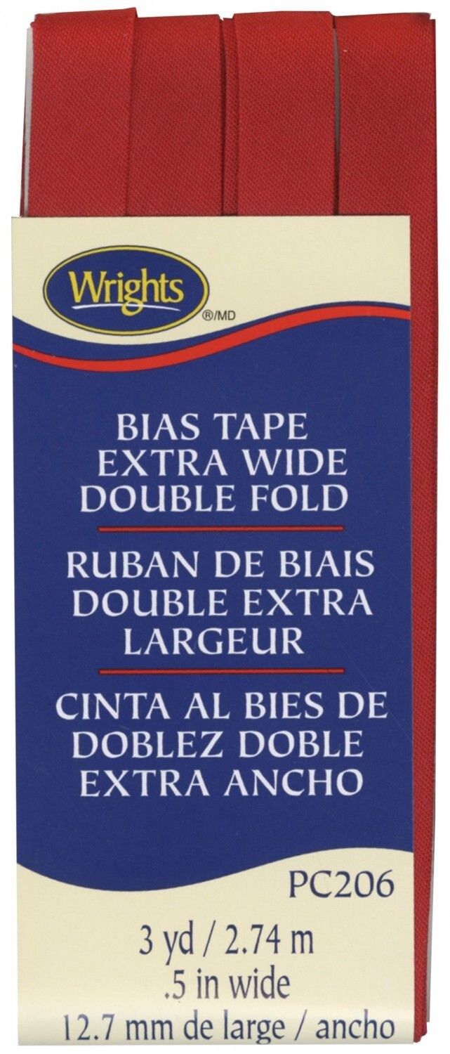 Extra Wide Double Fold Bias Tape Red W206-065