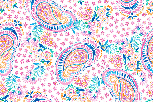 Emelia Dreams On Paisley White 9946-01 Cotton Woven Fabric