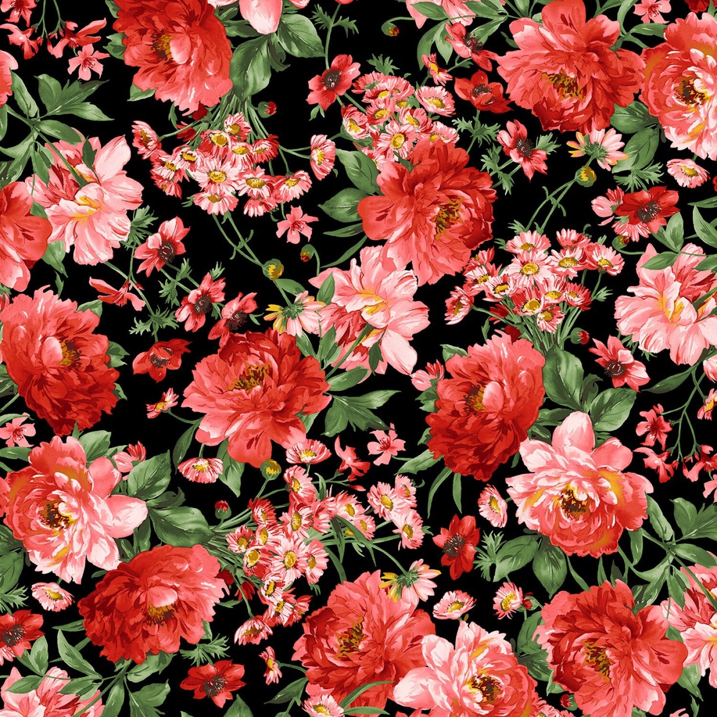 Prose Mixed Floral Black 9650M-J Cotton Woven Fabric