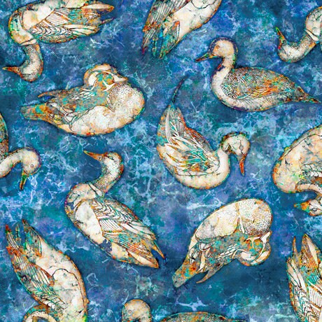 Cedar Ridge by Dan Morris Batik Ducks Blue 27656-B Cotton Woven Fabric