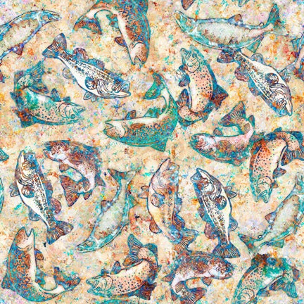 Cedar Ridge by Dan Morris Batik Fish Sand 27657-A Cotton Woven Fabric