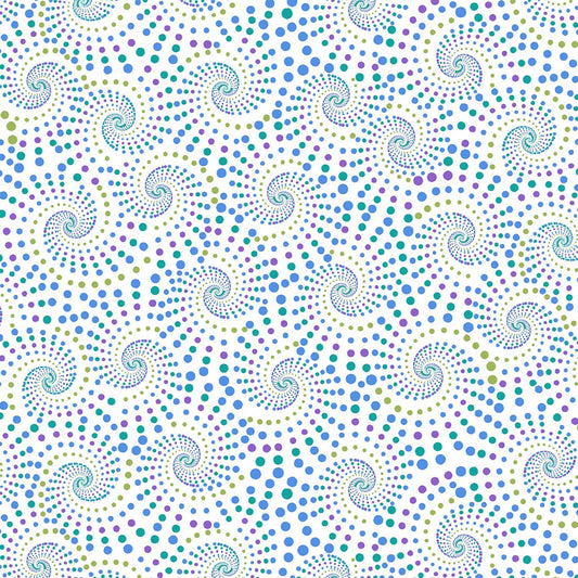 Horsen Around by Ann Lauer Dotted Spirals White 10064B-09 Cotton Woven Fabric