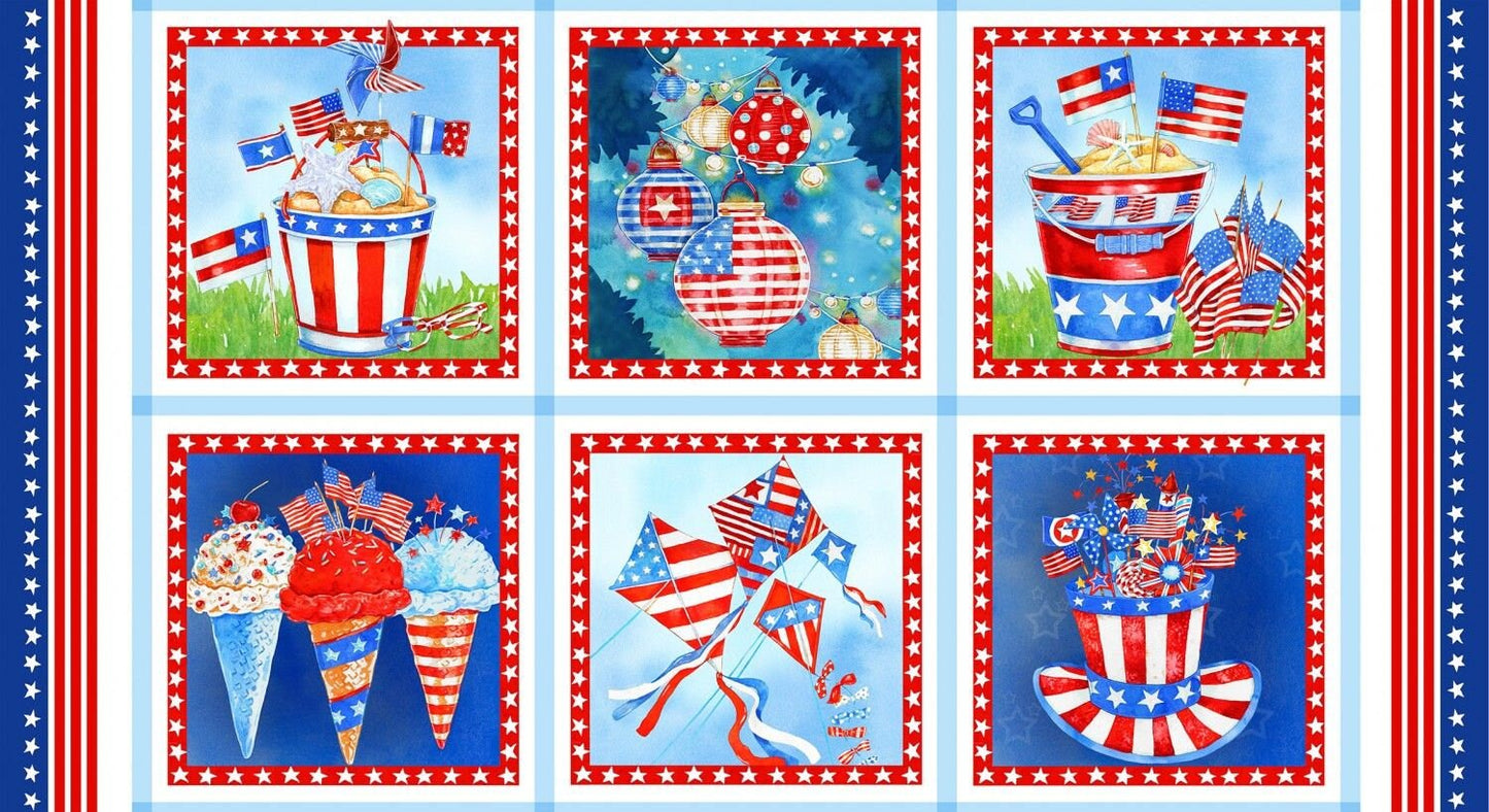 Star Spangled Summer by Andrea Tachiera 24" Panel Block Repeat Patriotic 9027-78 Cotton Woven Panel