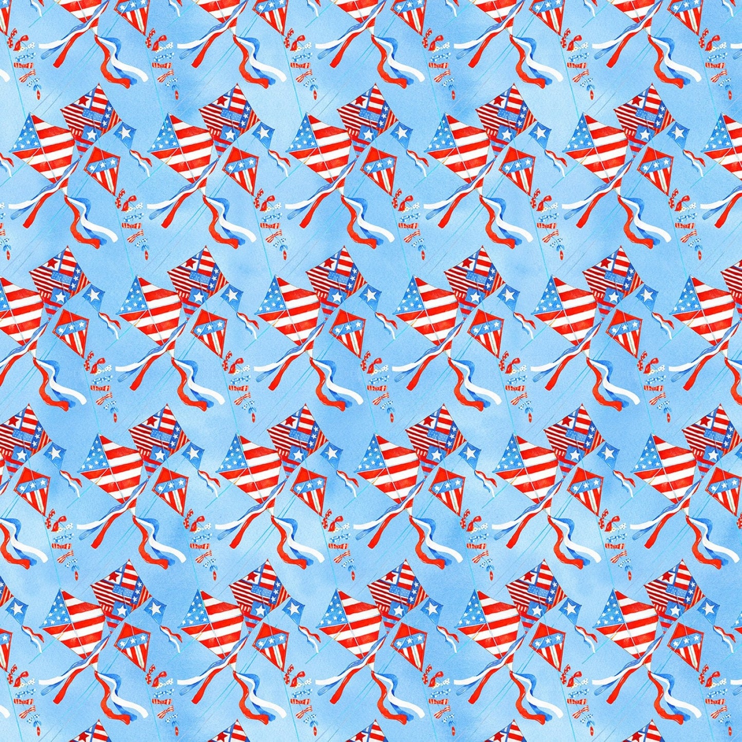 Star Spangled Summer by Andrea Tachiera Flying Kites Blue 9035-11 Cotton Woven Fabric