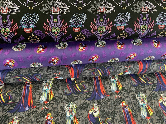 Licensed Disney Villains Sketched 689591100715 Cotton Woven Fabric