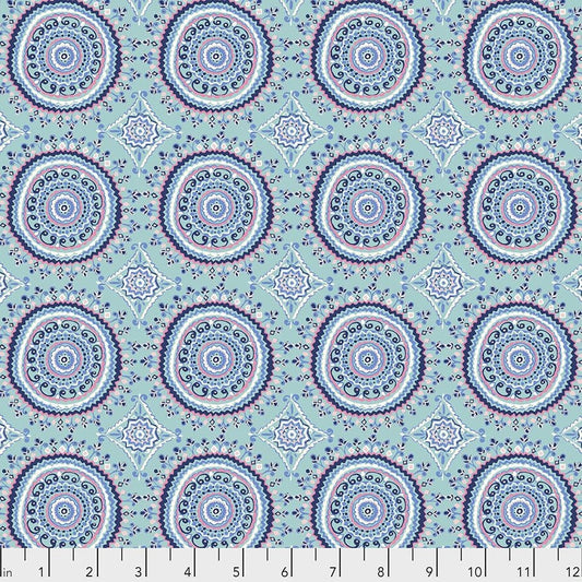 Ganesha Garden by Dena Design Mandala Aqua PWDF299.AQUA Cotton Woven Fabric