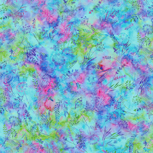 Butterfly Paradise by Elizabeth Isles Wildflower Toss Lt Blue ildflower Toss Lt Blue 4924-17 Cotton Woven Fabric