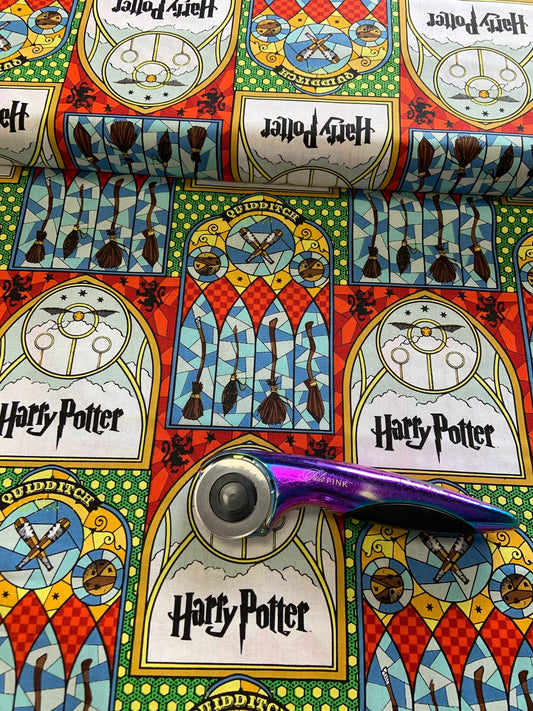 Licensed Harry Potter Stained Glass Window Quidditch 23800142JAS-01 Cotton Woven Fabric