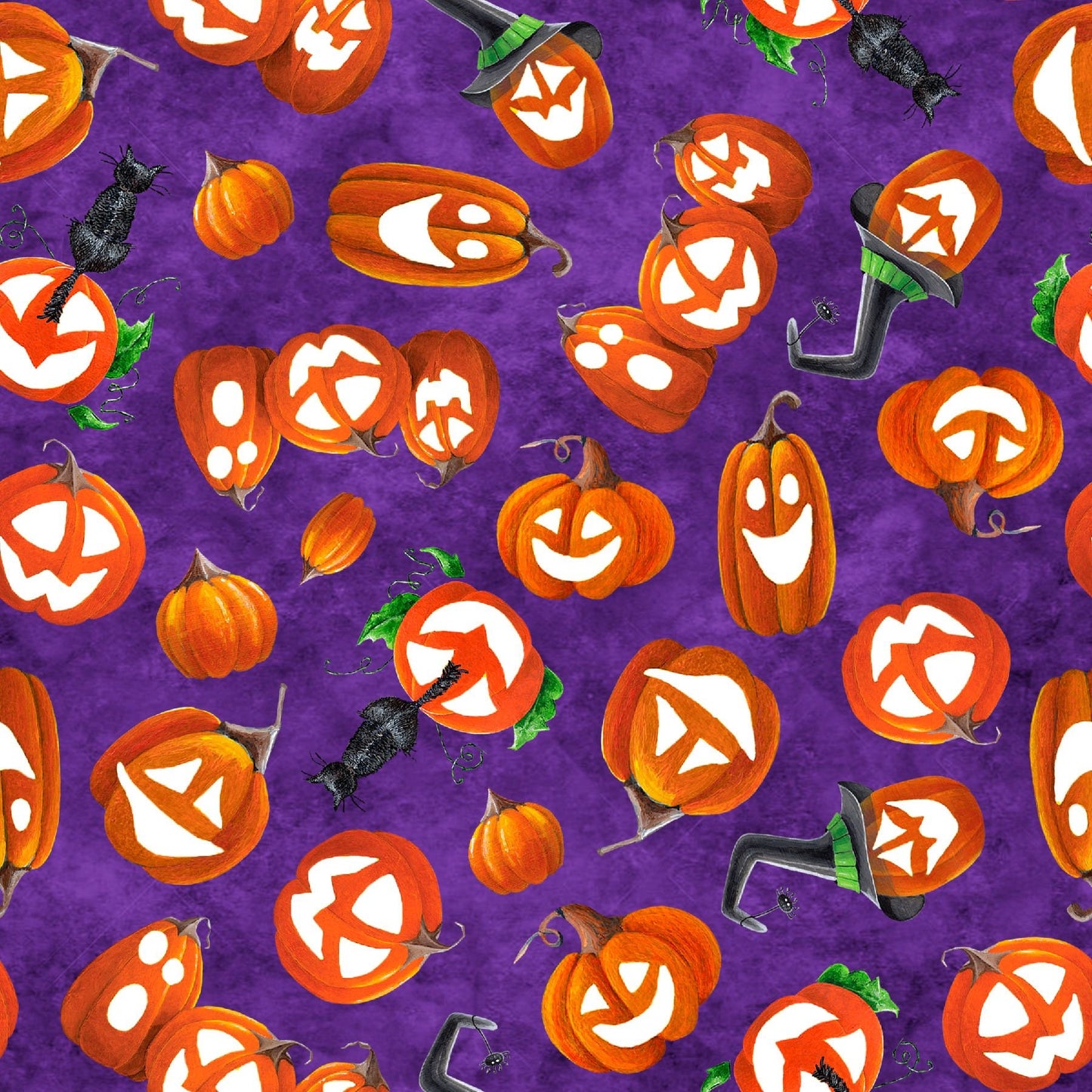 Booville by Annie Troe Tossed Pumpkins Purple 1039G-55 Glow in the Dark Cotton Woven Fabric