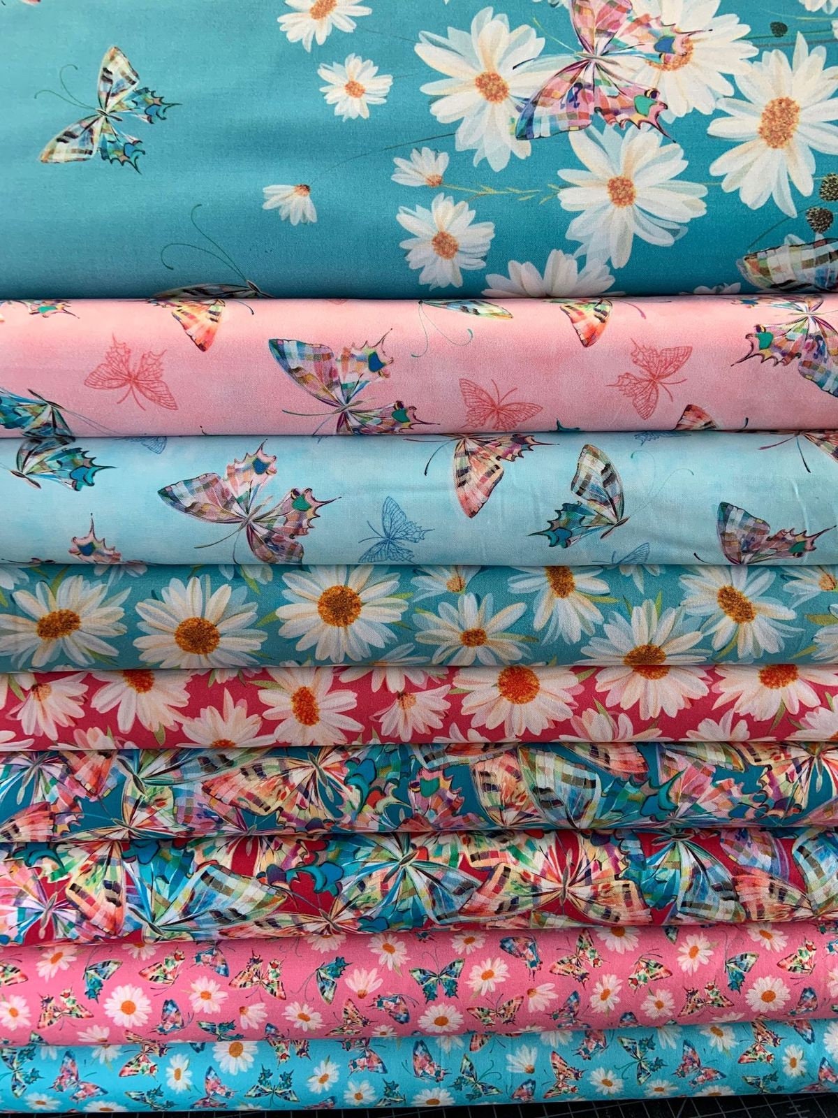 Daisy Meadow by Turnowsky Daisies Aqua 27803Q Cotton Woven Fabric
