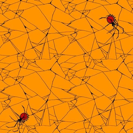 Steampunk Halloween by Desiree's Designs Spiderweb Orange 27773-O Cotton Woven Fabric