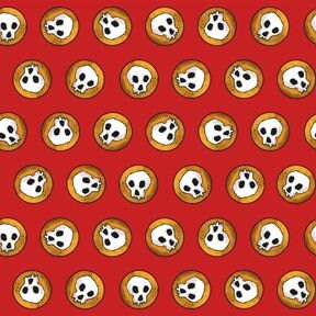Steampunk Halloween by Desiree's Designs Skulls Red 27774R Cotton Woven Fabric